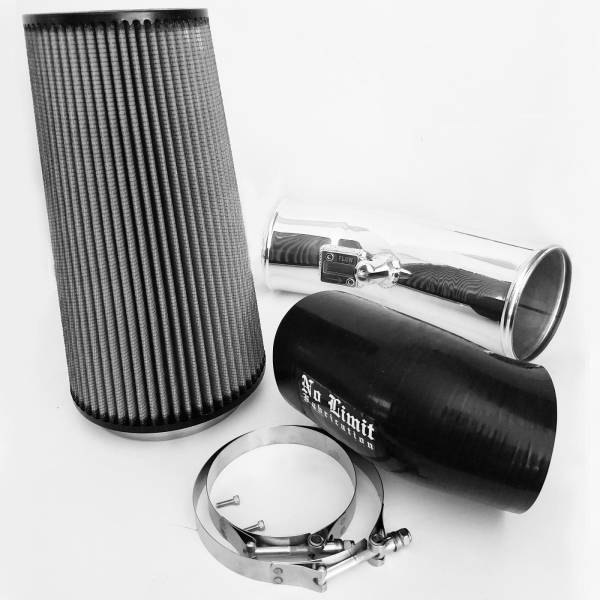 No Limit Fabrication - No Limit Fabrication 6.7 Cold Air Intake 11-16 Ford Super Duty Power Stroke Polished Dry Filter Stage 2 - 67CAIPD