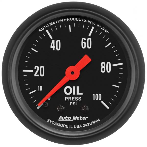 AutoMeter - AutoMeter 2-1/16in. OIL PRESSURE,  0-100 PSI - 2604