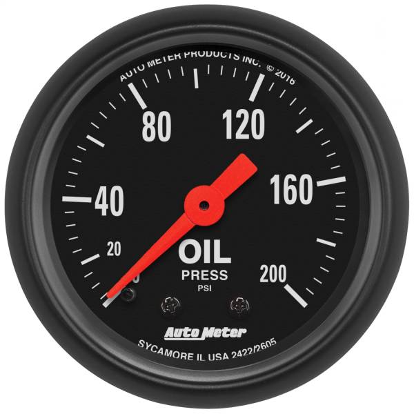 AutoMeter - AutoMeter 2-1/16in. OIL PRESSURE,  0-200 PSI - 2605