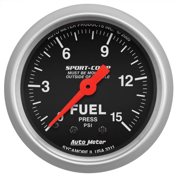 AutoMeter - AutoMeter 2-1/16in. FUEL PRESSURE,  0-15 PSI - 3311