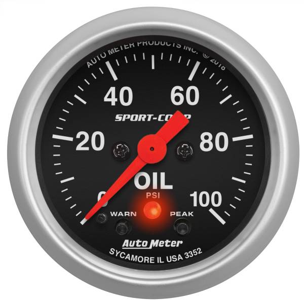 AutoMeter - AutoMeter 2-1/16in. OIL PRESSURE,  0-100 PSI - 3352