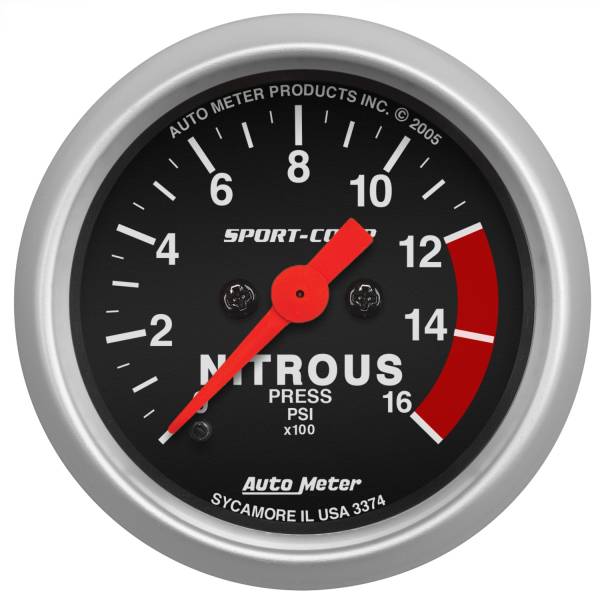 AutoMeter - AutoMeter 2-1/16in. NITROUS PRESSURE,  0-1600 PSI - 3374