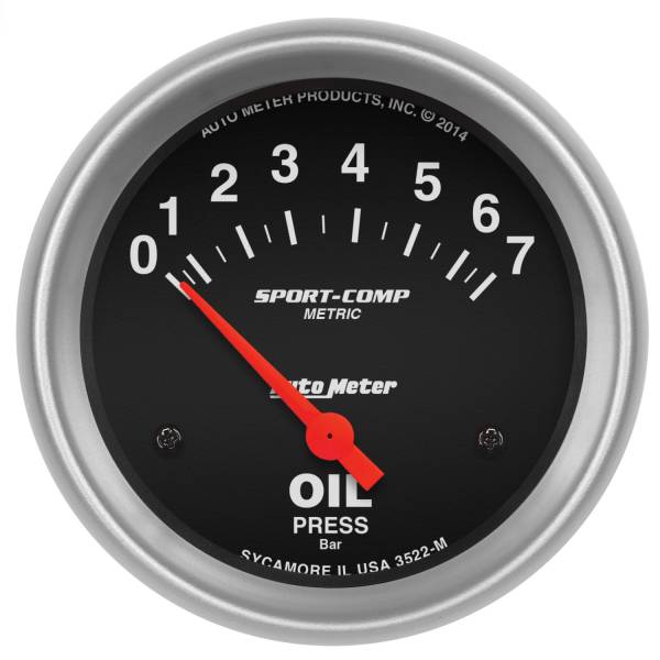 AutoMeter - AutoMeter 2-5/8in. OIL PRESSURE,  0-7 BAR - 3522-M