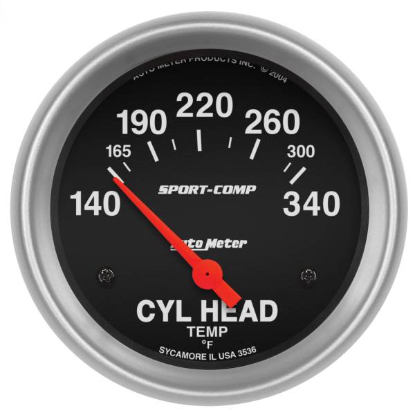 AutoMeter - AutoMeter 2-5/8in. CYLINDER HEAD TEMPERATURE,  140-340 deg.F - 3536