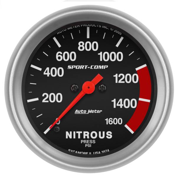 AutoMeter - AutoMeter 2-5/8in. NITROUS PRESSURE,  0-1600 PSI - 3574