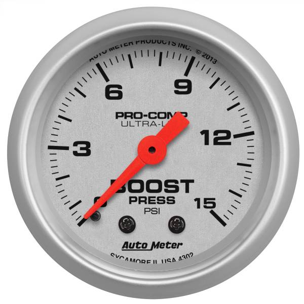 AutoMeter - AutoMeter 2-1/16in. BOOST,  0-15 PSI - 4302