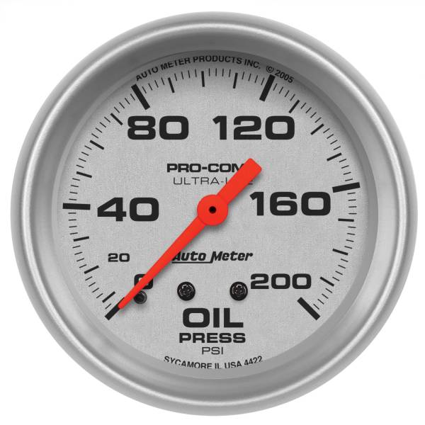 AutoMeter - AutoMeter 2-5/8in. OIL PRESSURE,  0-200 PSI - 4422