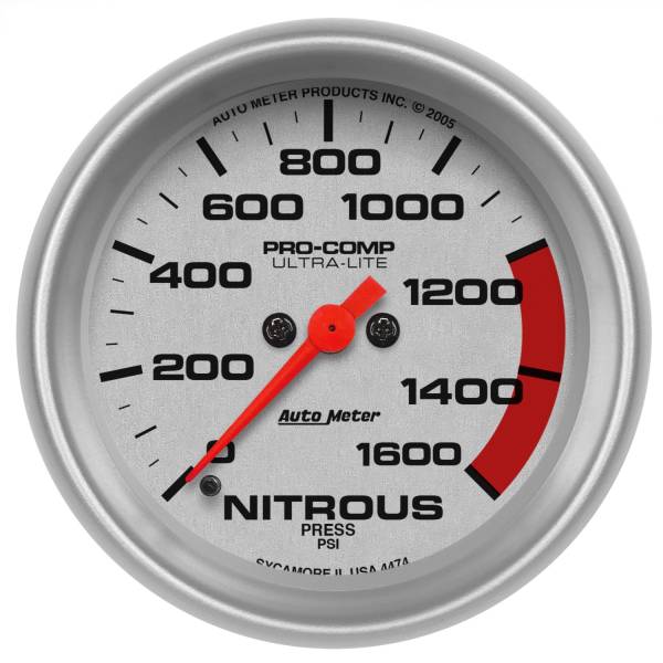AutoMeter - AutoMeter 2-5/8in. NITROUS PRESSURE,  0-1600 PSI - 4474