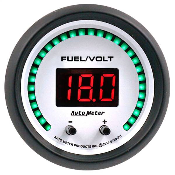 AutoMeter - AutoMeter 2-1/16in. TWO CHANNEL FUEL LEVEL/VOLTMETER,  0-100%/8-18V - 6709-PH
