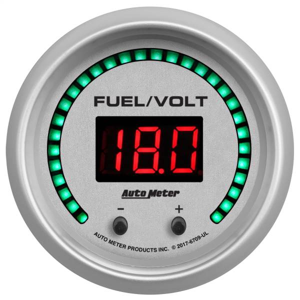 AutoMeter - AutoMeter 2-1/16in. TWO CHANNEL FUEL LEVEL/VOLTMETER,  0-100%/8-18V - 6709-UL