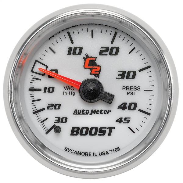 AutoMeter - AutoMeter 2-1/16in. BOOST/VACUUM,  30 IN HG/45 PSI - 7108