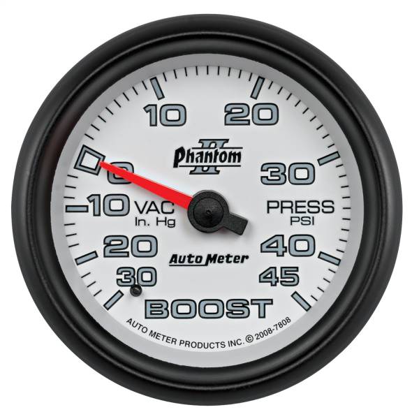 AutoMeter - AutoMeter 2-5/8in. BOOST/VACUUM,  30 IN HG/45 PSI - 7808