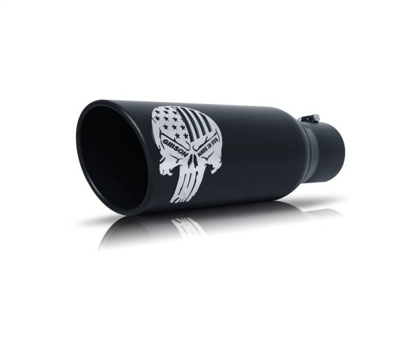 Gibson Performance Exhaust - Gibson Performance Exhaust Patriot Skull Rolled Edge Angle Exhaust Tip - 76-1001