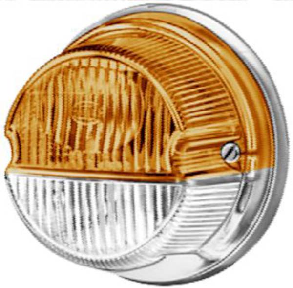 Hella - Hella 1259 Amber/White Turn/Side Marker Lamp with Chrome Base - 001259061