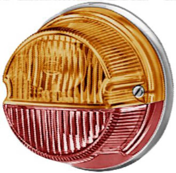 Hella - Hella 1259 Amber/Red Turn/Tail Lamp with Chrome Base - 001259261
