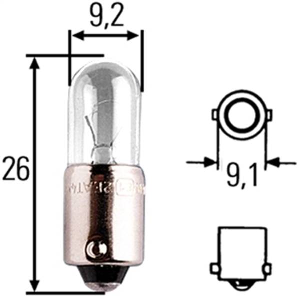 Hella - Hella BULB T2-3/4 12V 4W BA9S - H83050041