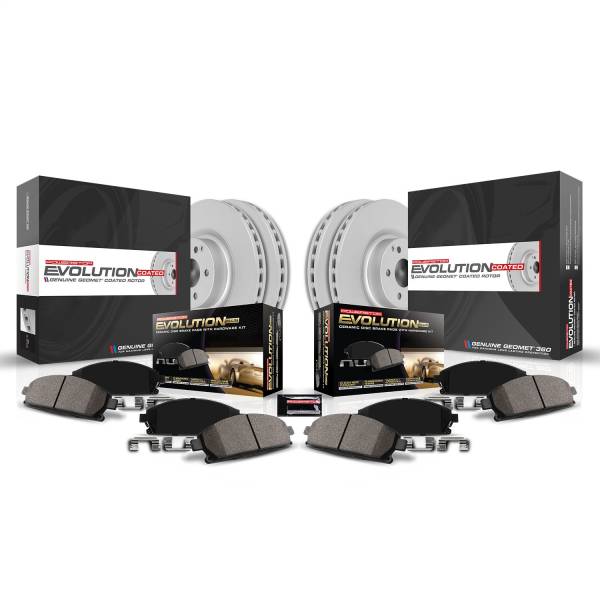 Power Stop - Power Stop PowerStop-Front and Rear Genuine Geomet Coated Rotor and Low-Dust Ceramic Brake Pad Kit - CRK6408