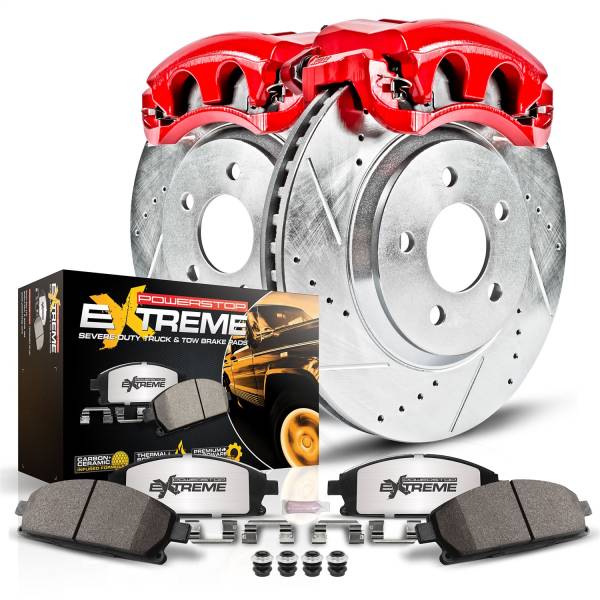 Power Stop - Power Stop Z36 TRUCK/TOW UPGRADE KIT: DRILLED/SLOTTED ROTORS,  CARBON-FIBER CERAMIC PADS - KC1392-36