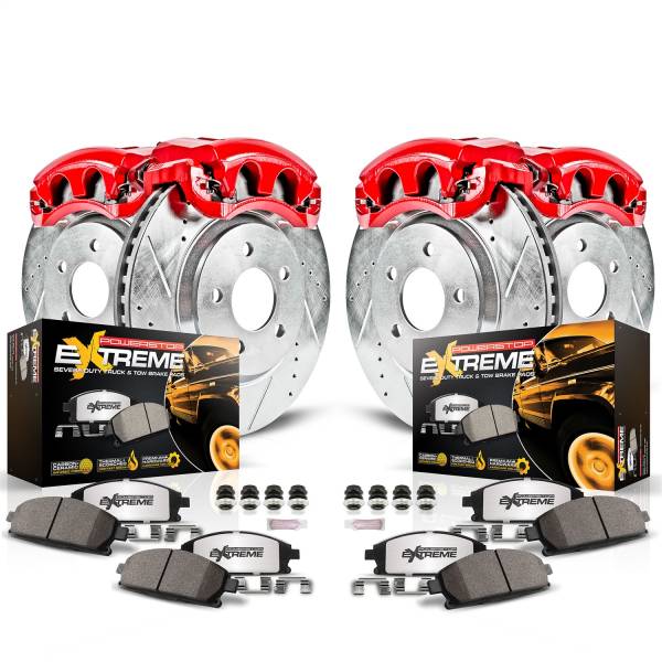 Power Stop - Power Stop Z36 TRUCK/TOW UPGRADE KIT: DRILLED/SLOTTED ROTORS,  CARBON-FIBER CERAMIC PADS - KC4434-36