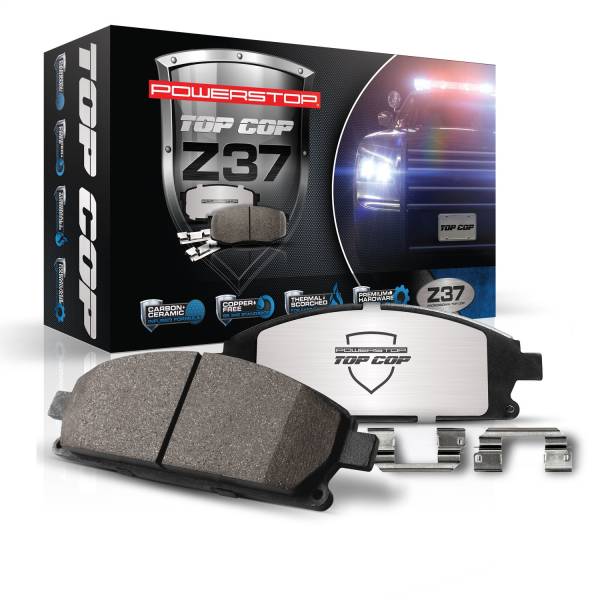 Power Stop - Power Stop Z37 TOP COP CARBON-FIBER CERAMIC BRAKE PADS W/HARDWARE - Z37-2382