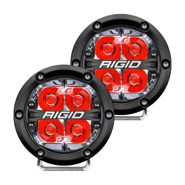 Rigid Industries - RIGID 360-SERIES 4 INCH ROUND LED OFF-ROAD SPOT BEAM PATTERN FOR HIGH SPEED(50 MPH PLUS) AND RED BACKLIGHT PAIR - 36112