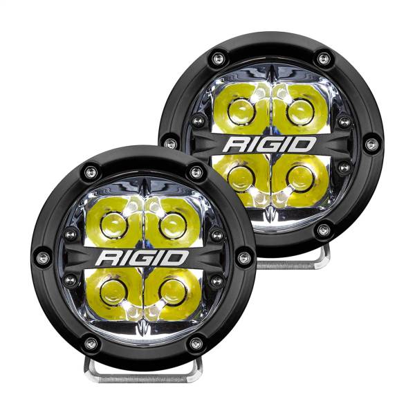 Rigid Industries - RIGID 360-SERIES 4 INCH ROUND LED OFF-ROAD SPOT BEAM PATTERN FOR HIGH SPEED (50 MPH PLUS) AND WHITE BACKLIGHT PAIR - 36113