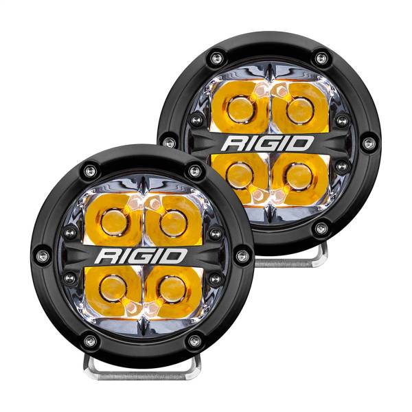 Rigid Industries - RIGID 360-SERIES 4 INCH ROUND LED OFF-ROAD SPOT BEAM PATTERN FOR HIGH SPEED (50 MPH PLUS) AND AMBER BACKLIGHT PAIR - 36114