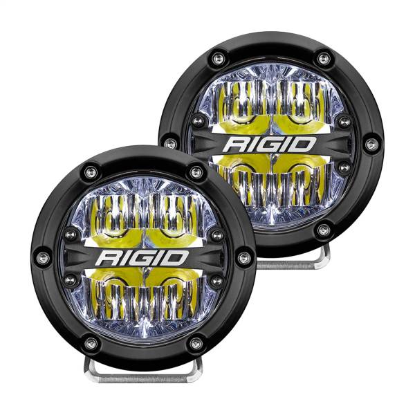 Rigid Industries - RIGID 360-SERIES 4 INCH ROUND LED OFF-ROAD DRIVE BEAM PATTERN FOR MODERATE SPEED (20-50 MPH) AND WHITE BACKLIGHT PAIR - 36117