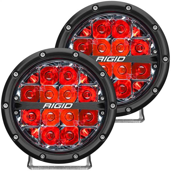 Rigid Industries - RIGID 360-SERIES 6 INCH ROUND LED OFF-ROAD SPOT BEAM PATTERN FOR HIGH SPEED (50 MPH PLUS) AND RED BACKLIGHT PAIR - 36203