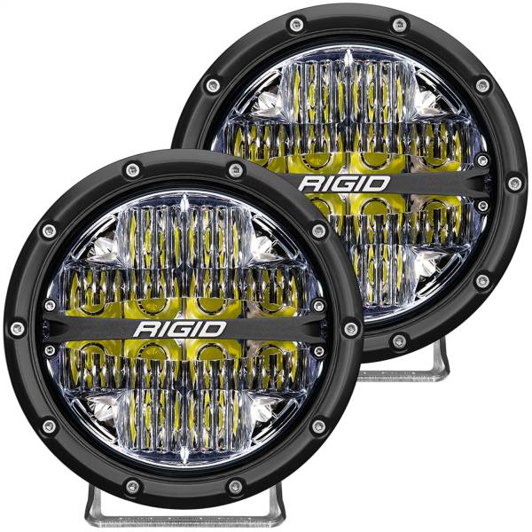 Rigid Industries - RIGID 360-SERIES 6 INCH ROUND LED OFF-ROAD DRIVE BEAM PATTERN FOR MODERATE SPEED (20-50 MPH) AND WHITE BACKLIGHT PAIR - 36204