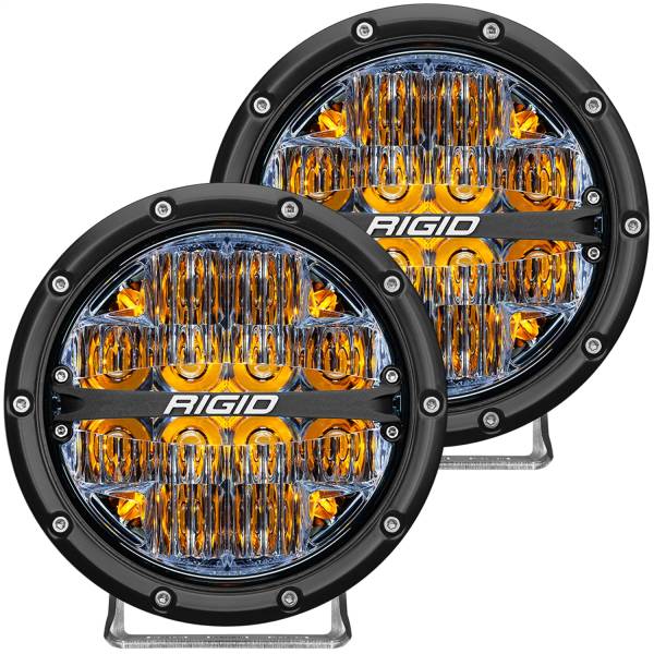 Rigid Industries - RIGID 360-SERIES 6 INCH ROUND LED OFF-ROAD DRIVE BEAM PATTERN FOR MODERATE SPEED (20-50 MPH) AND AMBER BACKLIGHT PAIR - 36206