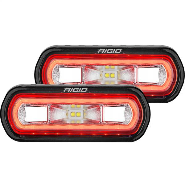 Rigid Industries - Rigid Industries SR-L SERIES OFF-ROAD SPREADER LED LIGHT POD 3 WIRE SURFACE MOUNT WITH RED HALO PAIR - 53122
