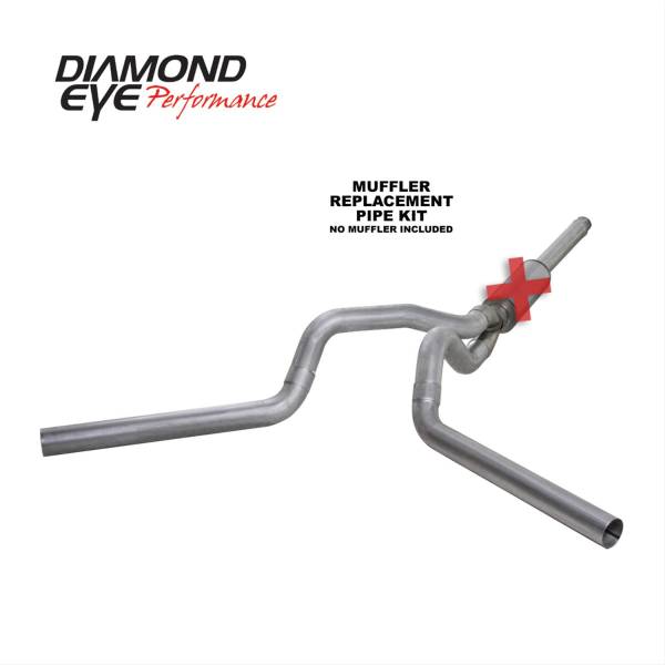 Diamond Eye Performance - Diamond Eye Performance Cat Back Exhaust 94-97.5 Ford F250/F350 Superduty 7.3L 4 Inch No Muffler Single in/Dual out Aluminum - K4312A-RP