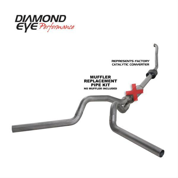 Diamond Eye Performance - Diamond Eye Performance Turbo Back Exhaust 94-97.5 F250/F350 4 inch Single/Dual Split Rear/Side No Muffler Stainless - K4308S-RP