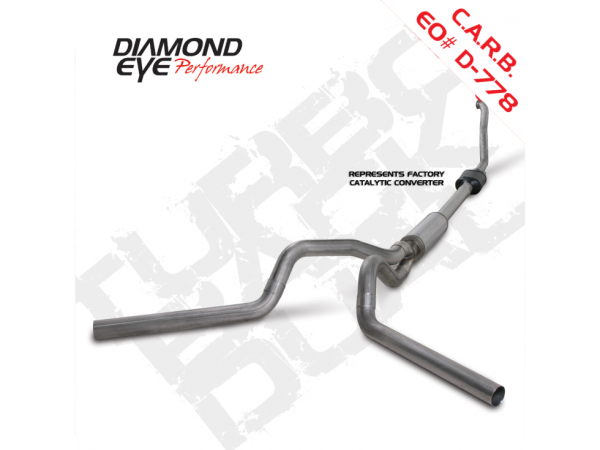 Diamond Eye Performance - Diamond Eye Performance Turbo Back Exhaust 94-97.5 F250/F350 4 inch Single In/Out Out Split Rear/Side With Muffler Stainless - K4308S