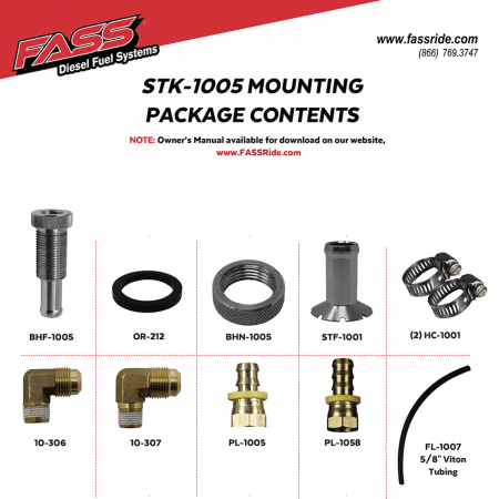 FASS - FASS STK1005 Diesel Fuel Bulkhead and Viton Suction Tube Kit - STK1005