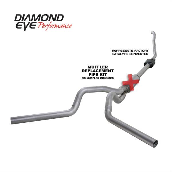 Diamond Eye Performance - Diamond Eye Performance Turbo Back Exhaust 94-97.5 F250/F350 4 Inch Single/Dual Split Rear/Side No Muffler Aluminum - K4308A-RP