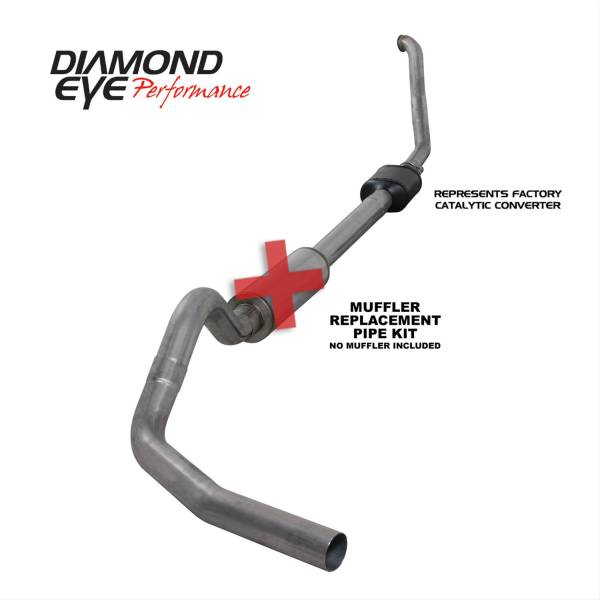 Diamond Eye Performance - Diamond Eye Performance Turbo Back Exhaust 94-97.5 Ford F250/F350 Superduty 7.3L 4 inch Single Pass No Muffler Stainless - K4306S-RP