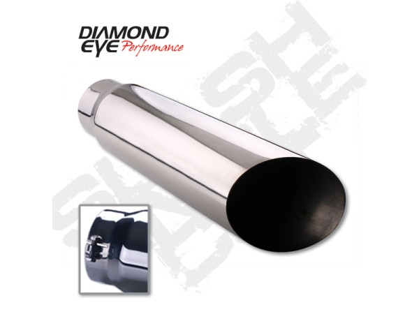 Diamond Eye Performance - Diamond Eye Performance Exhaust Tail Pipe Tip Bolt-On Rolled Angle Cut 5 inch ID X 6 Inch OD X 18 Inch Long 304 Stainless - 5618BAC
