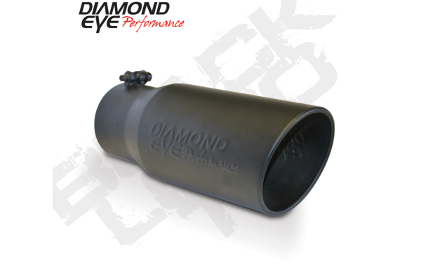 Diamond Eye Performance - Diamond Eye Performance Exhaust Pipe Tip 5 Inch Inlet X 6 Inch Outlet X 12 Inch Rolled Angle Stainless Black Exhaust Tip - 5612BRA-DEBK