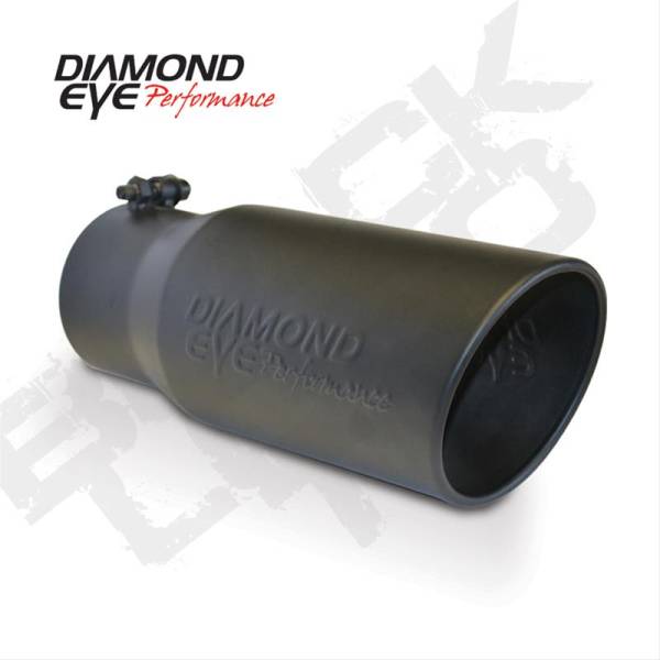 Diamond Eye Performance - Diamond Eye Performance Exhaust Pipe Tip 4 Inlet X 8 Outlet X 18 Rolled Angle Powdercoat Stainless Exhaust Tip - 4818BRA-DEBK