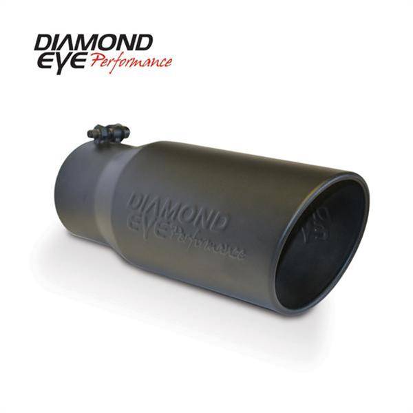 Diamond Eye Performance - Diamond Eye Performance Exhaust Pipe Tip 4 In. Inlet X 5 In. Outlet X 12 In. Rolled Angle Black Powdercoat Exhaust Tip - 4512BRA-DEBK