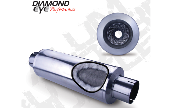 Diamond Eye Performance - Diamond Eye Performance Exhaust Muffler 4 In. Inlet/Outlet Louvered Packed Muffler 24 In. Body 7 In. Case Stainless - 460033