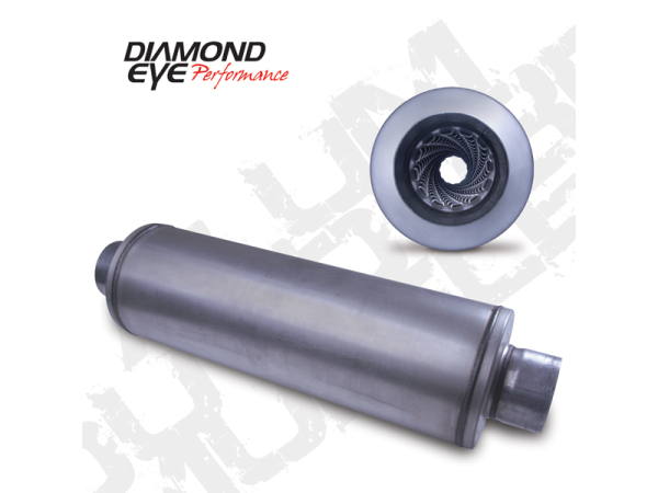 Diamond Eye Performance - Diamond Eye Performance Diesel Muffler 30 Inch Round 4 Inch Center Inlet/Outlet Aluminized Performance Louvered Muffler - 460005