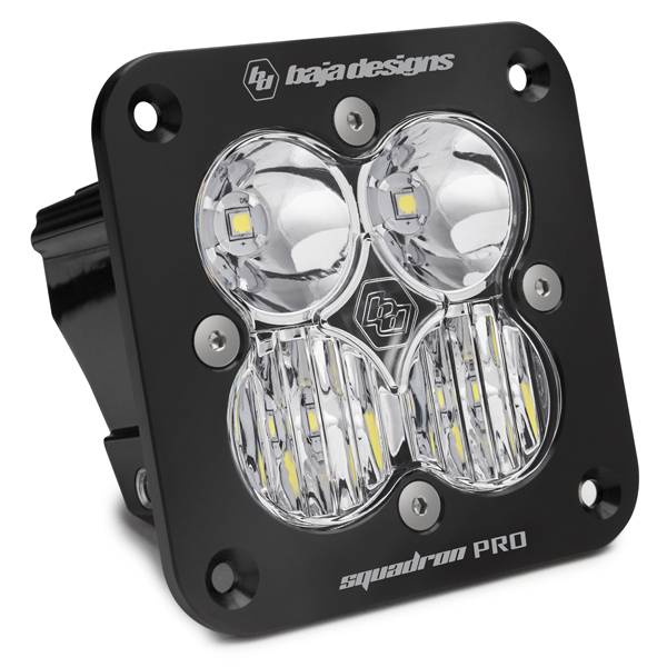 Baja Designs - Baja Designs Flush Mount LED Light Pod Black Clear Lens Driving/Combo Pattern Squadron Pro - 491003