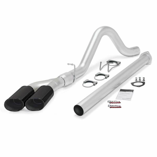 Banks Power - Banks Power Monster Exhaust System Single Exit DualBlack Ob Round Tips 15 Ford Super Duty 6.7L Diesel - 49793-B