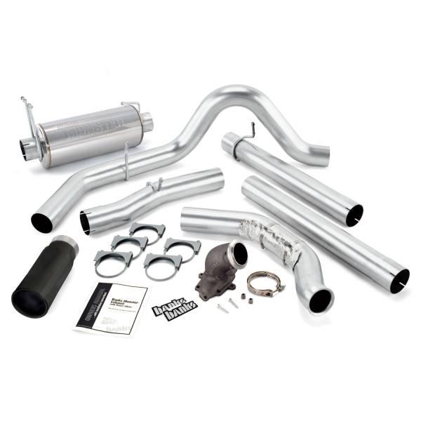 Banks Power - Banks Power Monster Exhaust System W/Power Elbow Single Exit Black Round Tip 01-03 Ford 7.3L-275hp Manual Transmission W/Catalytic Converter - 48660-B