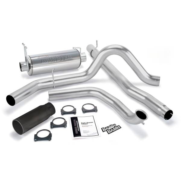 Banks Power - Banks Power Monster Exhaust System Single Exit Black Round Tip 00-03 Ford 7.3L Excursion - 48653-B