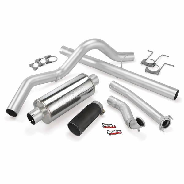 Banks Power - Banks Power Monster Exhaust System Single Exit Black Tip 94-97 Ford 7.3L CCLB - 46299-B