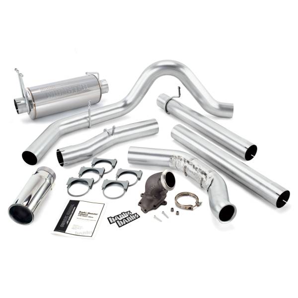 Banks Power - Banks Power Monster Exhaust System W/Power Elbow Single Exit Chrome Round Tip 01-03 Ford 7.3L-275hp Manual Transmission W/Catalytic Converter - 48660